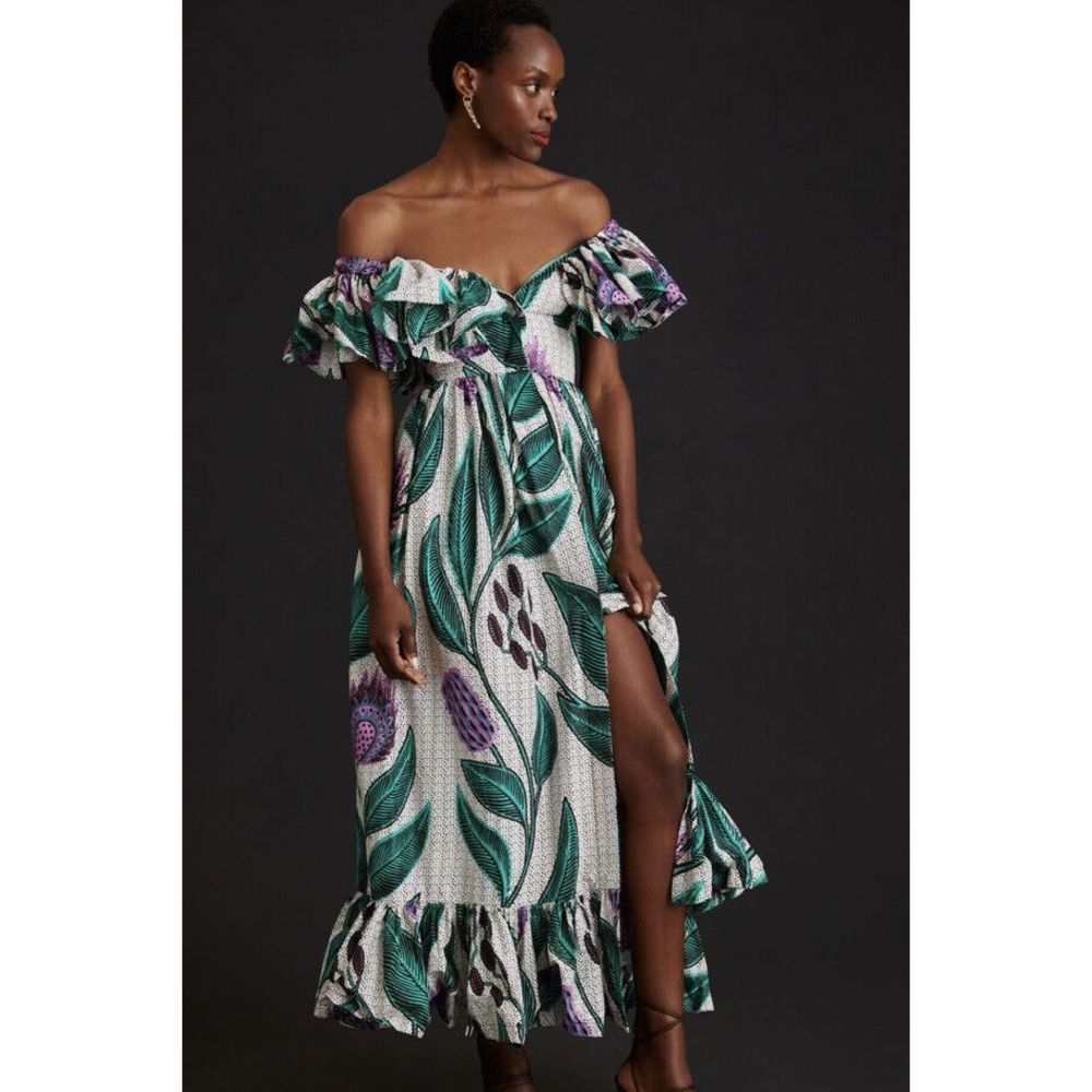 Anthropologie SIKA Off-The-Shoulder Printed Maxi Dress